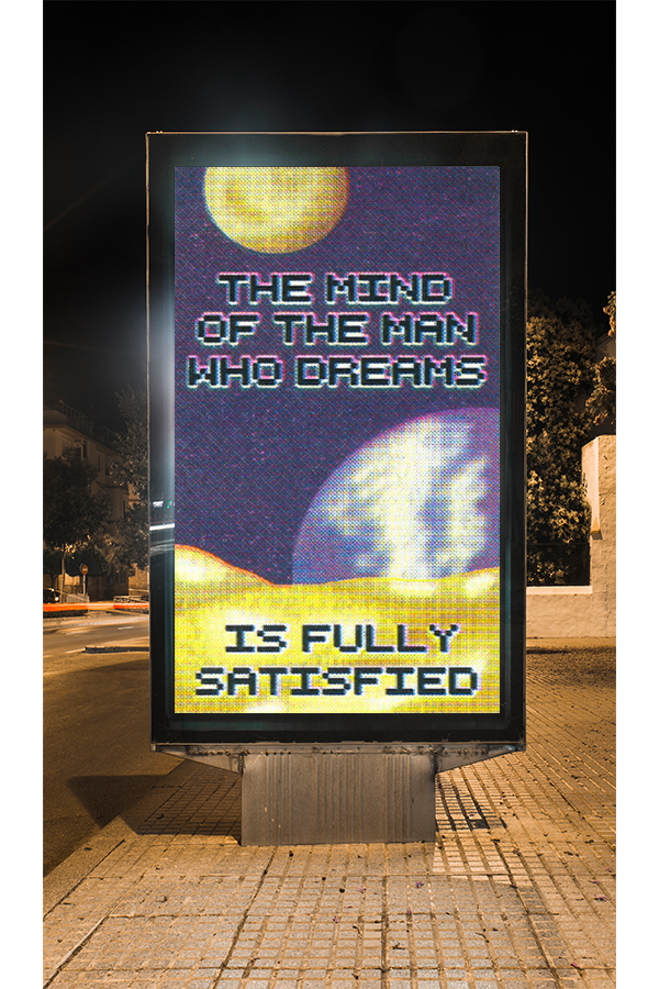 Animated poster mockup on street display at night